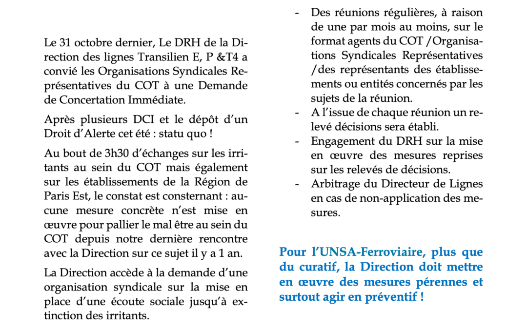 Actualités du COT novembre     