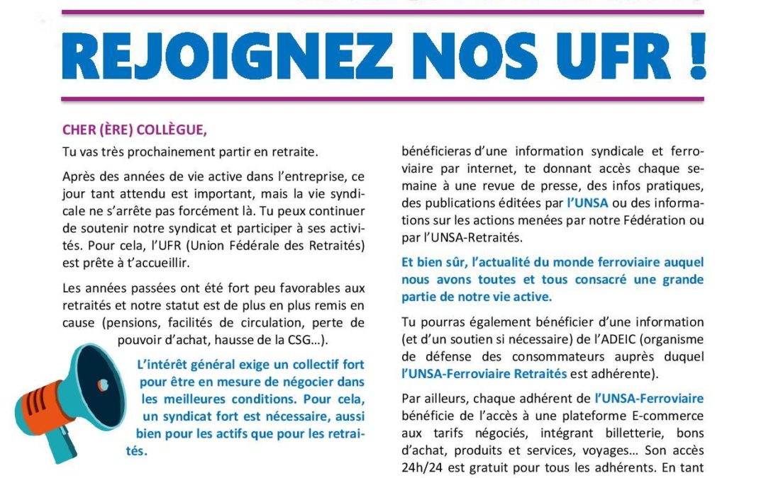 Rejoignez nos UFR !