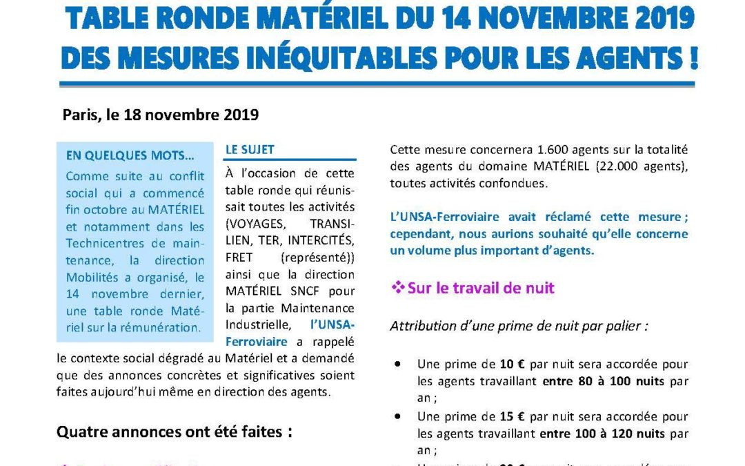 Table ronde matériel