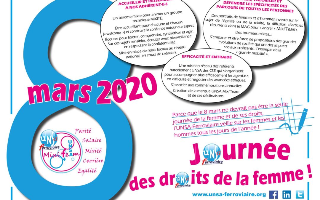 8 mars 2020 : journée de la femme