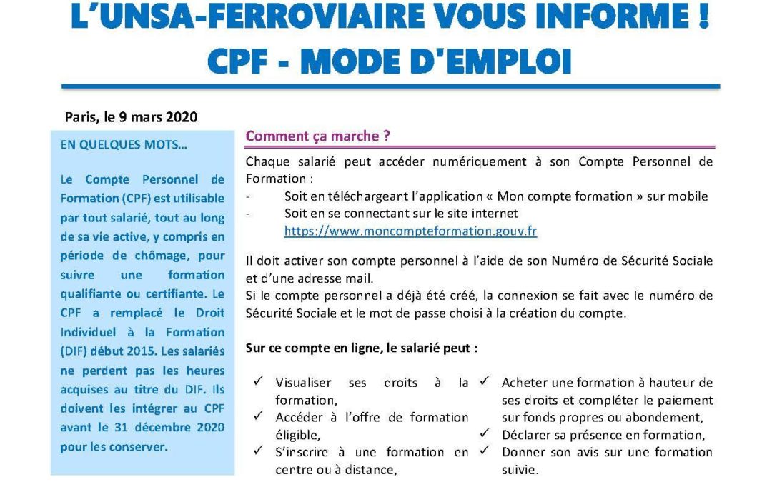 Compte personnel de formation