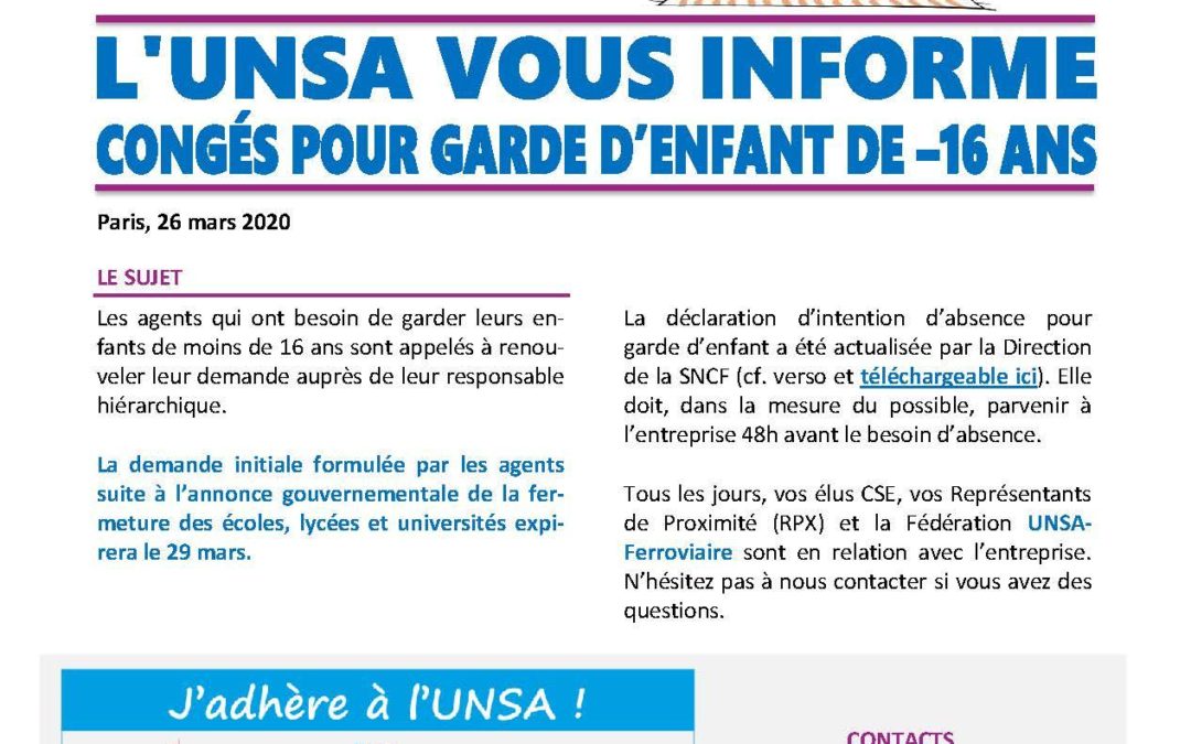 Garde d’enfant de – 16 ans