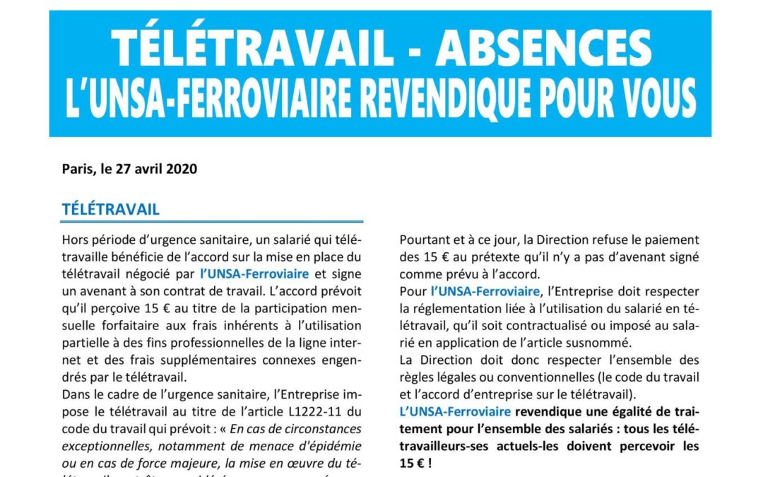 Télétravail – Absences