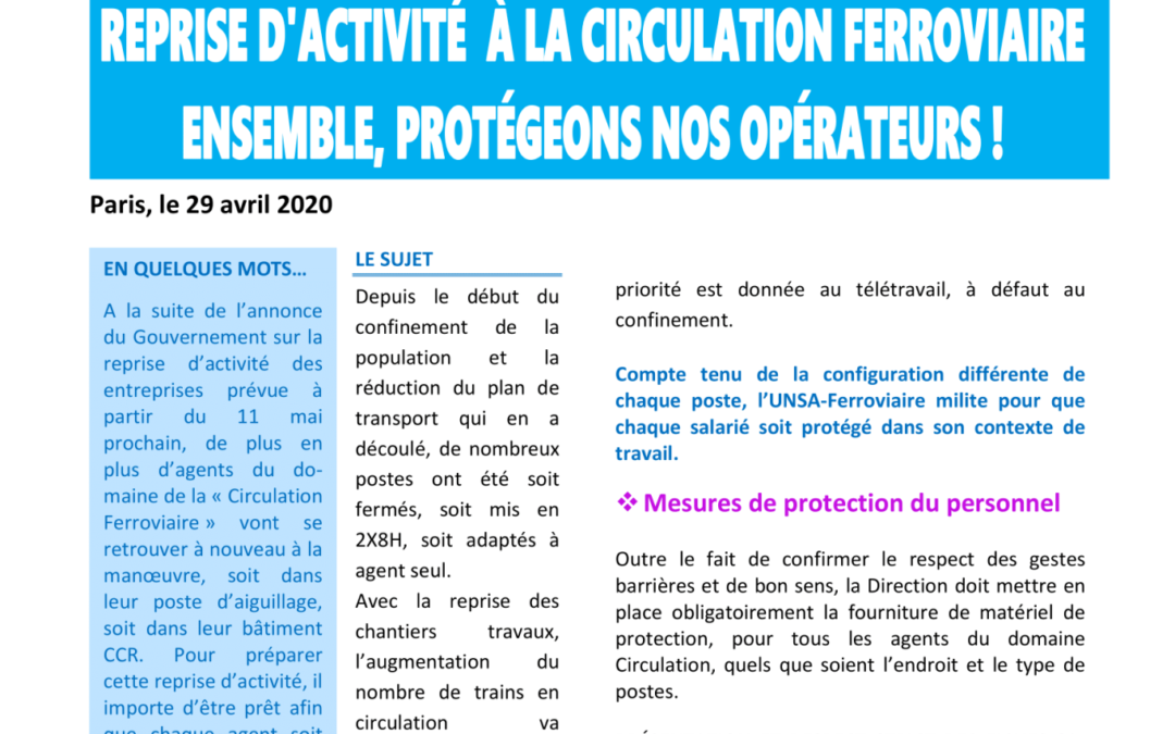 Reprise d’activité – Circulation