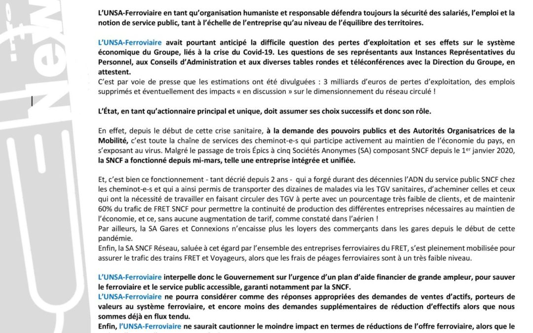 Le transport ferroviaire en urgence vitale