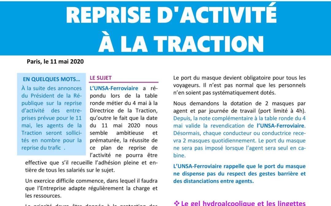 Reprise d’activité – Traction