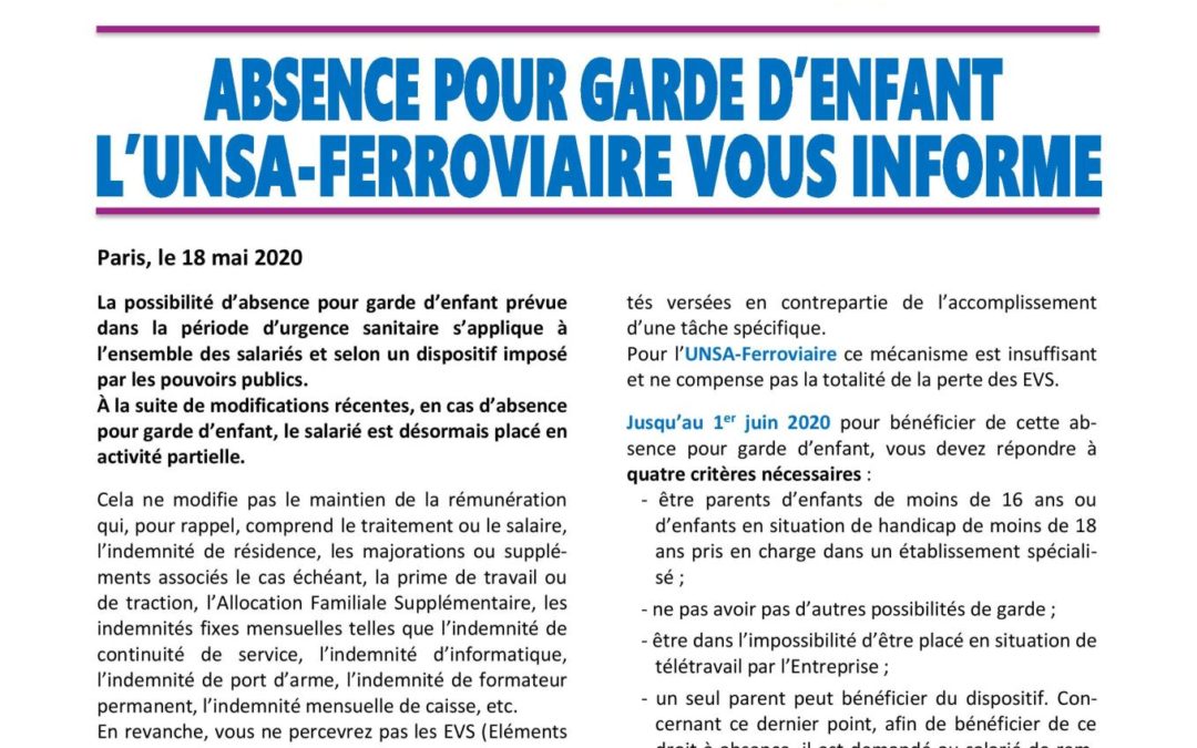 Absence pour garde d’enfant