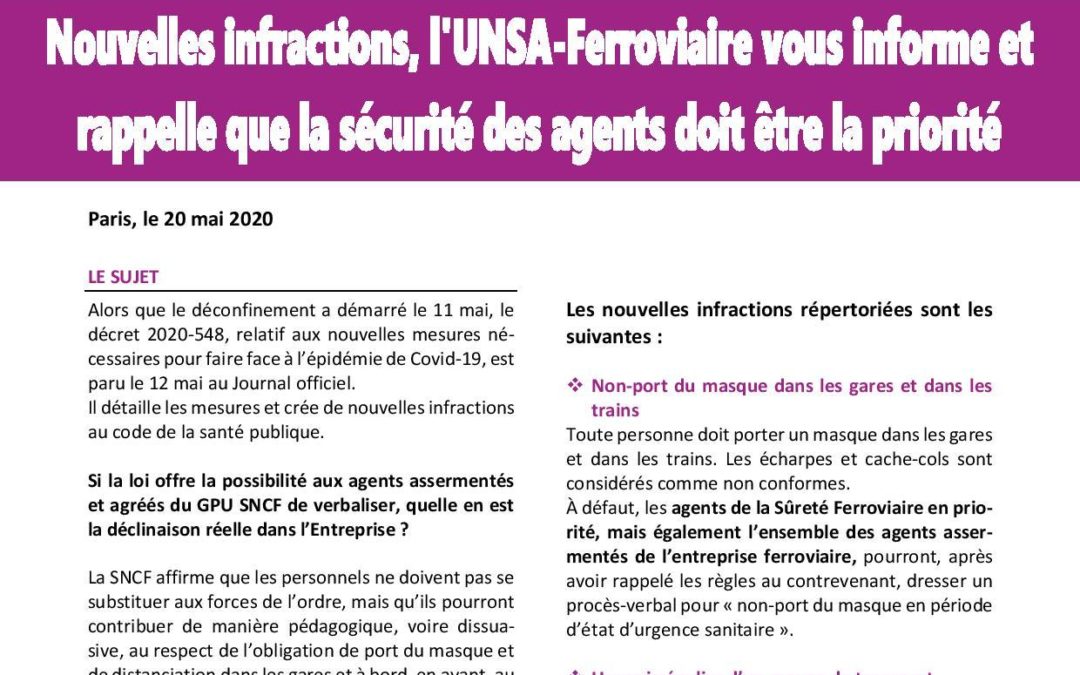 COVID-19 – Nouvelles infractions