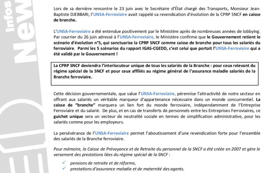 CPRP SNCF : future caisse de branche
