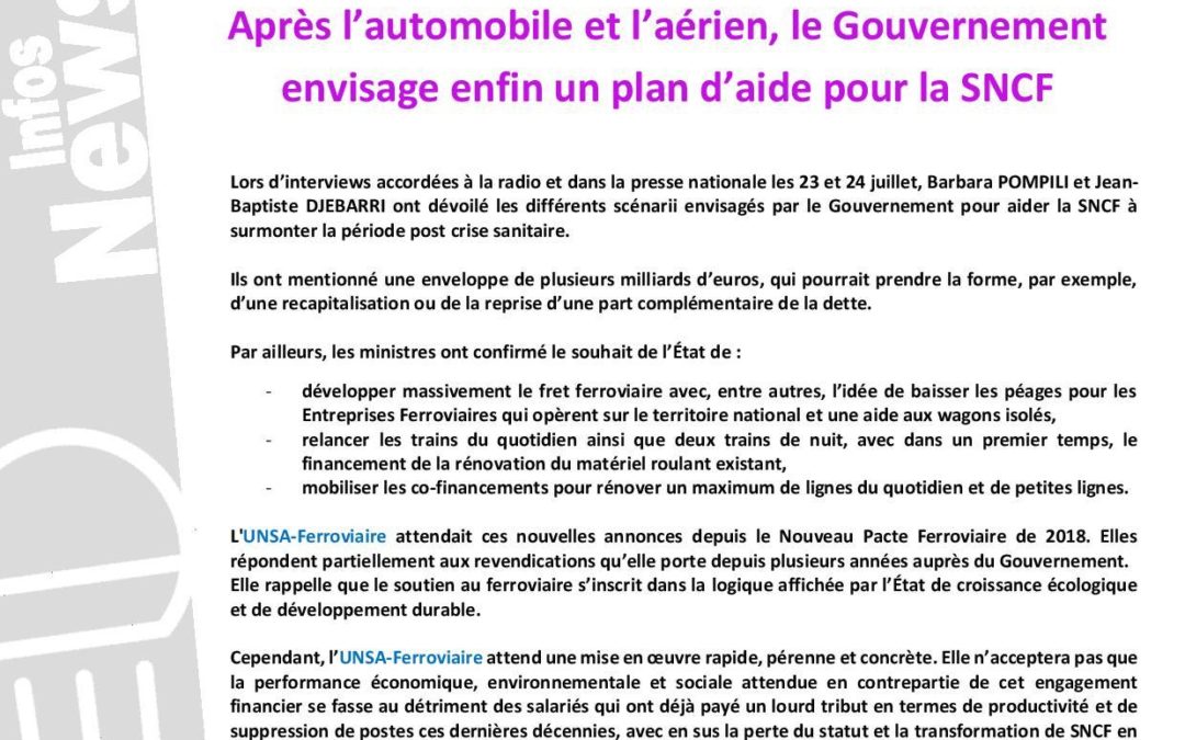 Plan d’aide pour la SNCF
