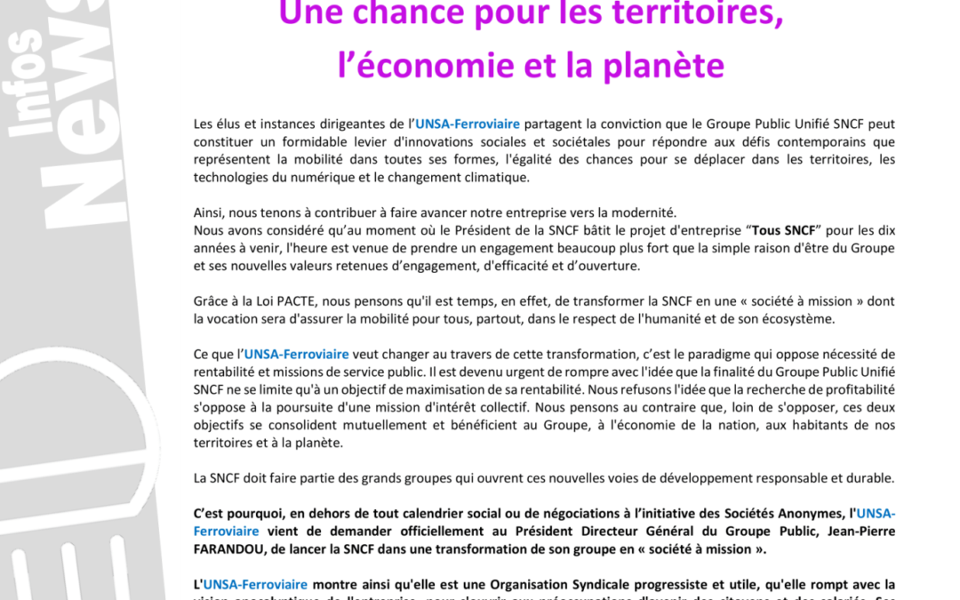 SNCF, future « société à mission » ?