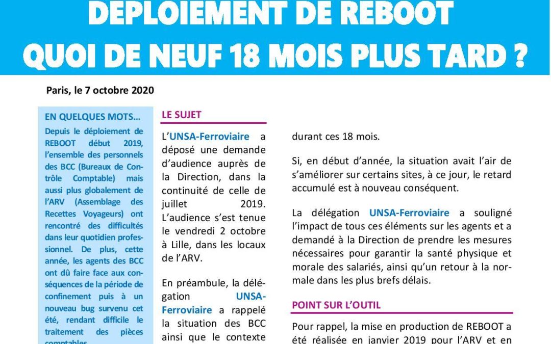 Réseau BCC – Déploiement de reboot !