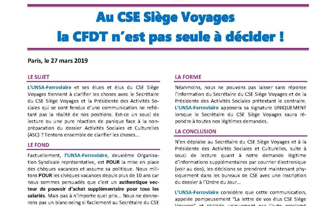 CSE Siège Voyages