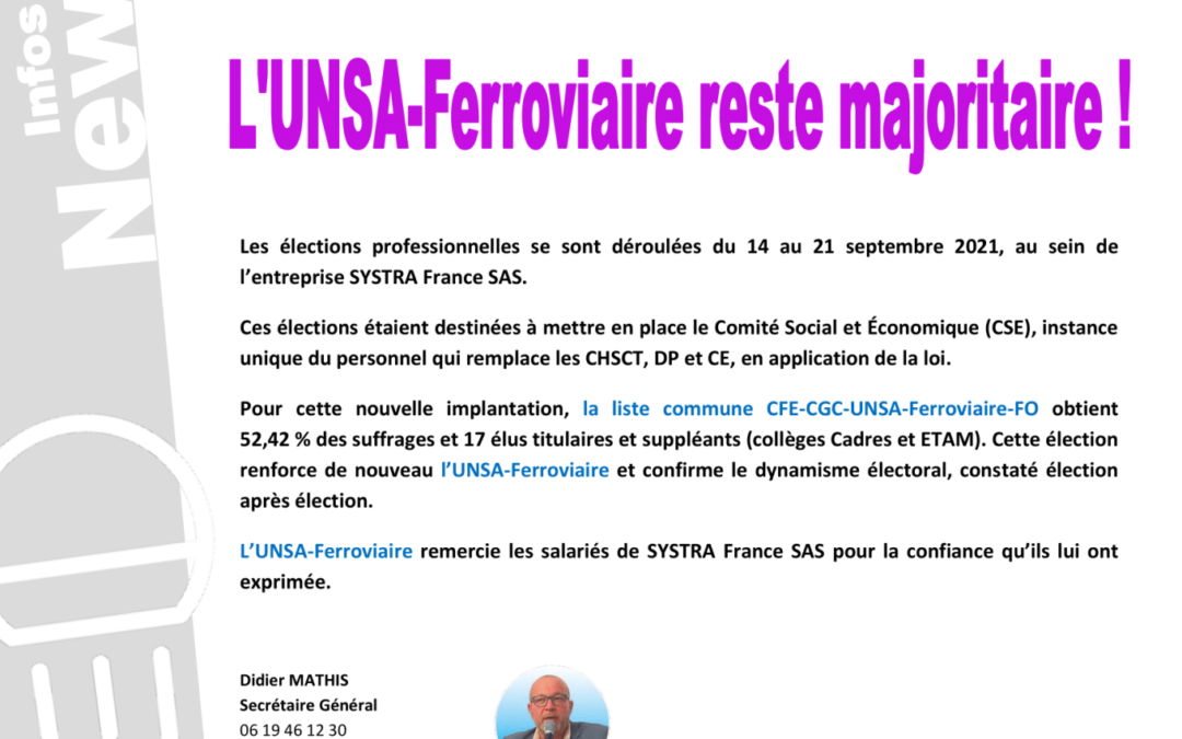 Elections professionnelle SYSTRA France SAS