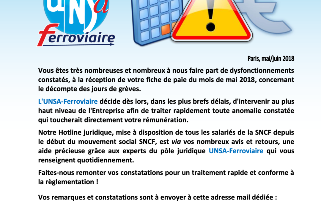 Dysfonctionnements constatés dans vos décomptes de jours de grève