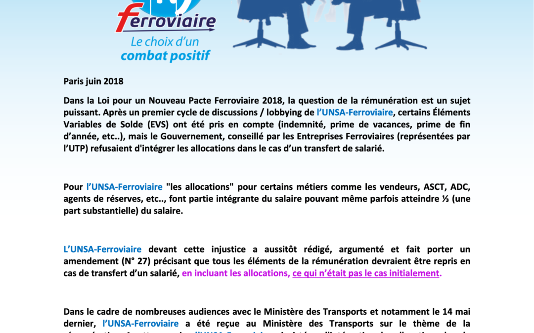 Oui, à l’unsa-ferroviaire nous négocions et ça paye …