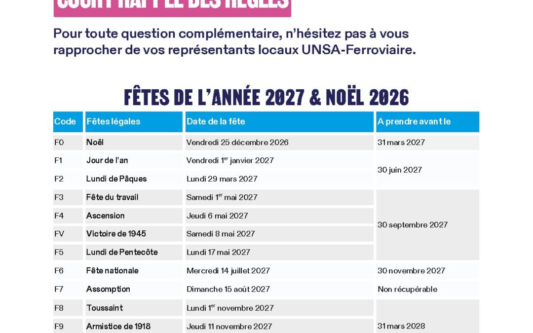 Jours fériés 2027