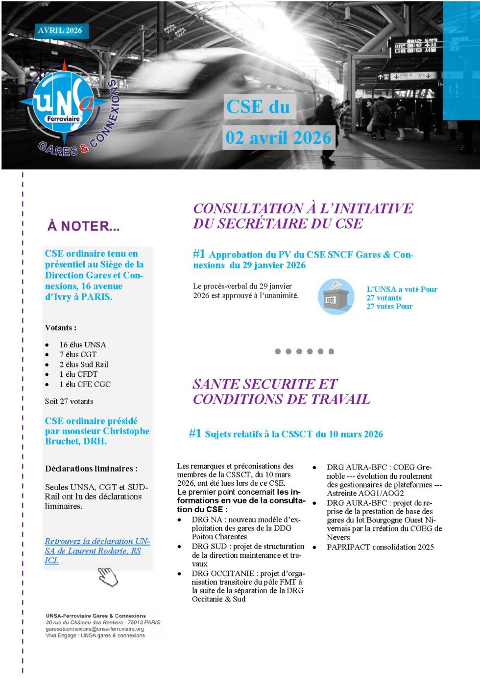 Archives des CSE G&C - UNSA-Ferroviaire
