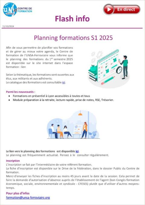 Formation Flash info - Planning formations S1 2025